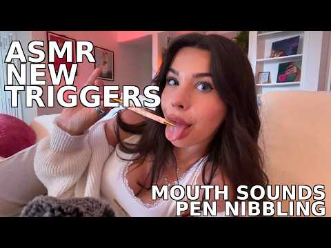ASMR Fast & Aggressive NEW TRIGGERS (pen nibbling, mouth sounds, whispering)