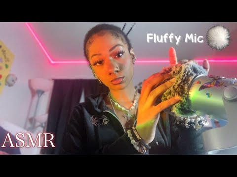 ASMR | Fluffy Mic Touching, Scratching & Rubbing + Wooden Brush Tingles