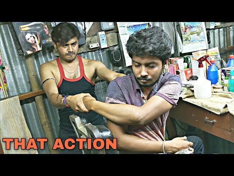Dedicated indian street barber powerful massage with neck cracking | sleeping ASMR