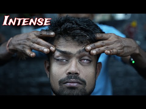 Intense Old School Head Massage For Deep Sleep | ASMR Tapping & Scratching Head Massage | Neck Crack