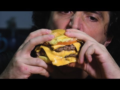 SAVAGE ASMR KIMCHI 김치 TRIPLE CHEESE BURGER | MESSY | * SLOW MOTION * 먹방