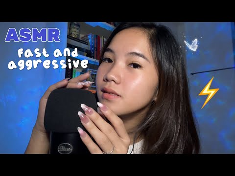 FAST AND AGGRESSIVE ASMR (again!) 😼⚡️| Mouth Sounds, Hand Sounds, Trigger Words, Nail Tapping, etc.