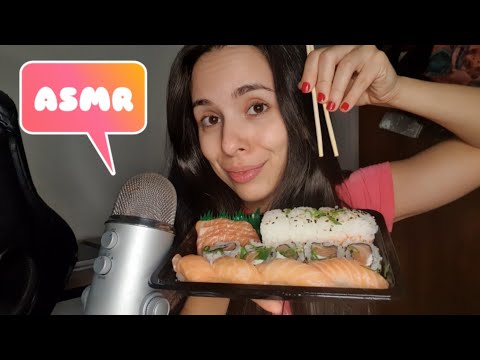 ASMR COMENDO SUSHI (BOM CUSTO BENEFÍCIO DO IFOOD 🍣😋)