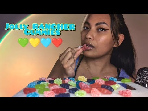 ASMR Eating Jolly Rancher Gummies , Chewy Satisfying Mouth Sounds , Eating Show