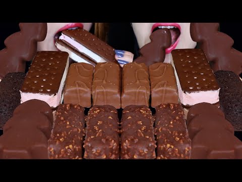 ASMR CHOCOLATE GALAXY CAKE BARS, MINT CHOCOLATE ICE CREAM, CRUNCHY ICE CREAM BAR, ICE CREAM SANDWICH