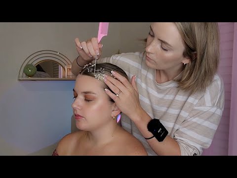 ASMR Perfectionist Slick Back Low Bun Hairstyle With Hair Jewelry - Mini Combing and Hair Wax