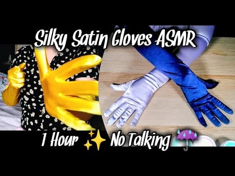Satin Gloves Hand Movements ASMR ❤️ No Talking 🤫 Rain Sounds ☔ 60 Minutes 