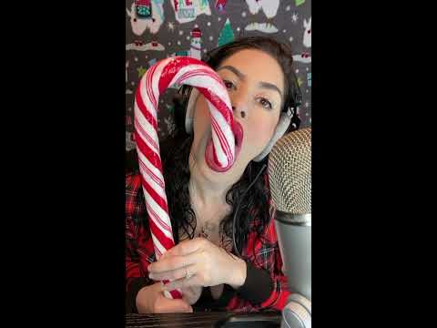 Asmr Giant Candy Cane Mouth Sounds Christmas Edition!!!!!!!!