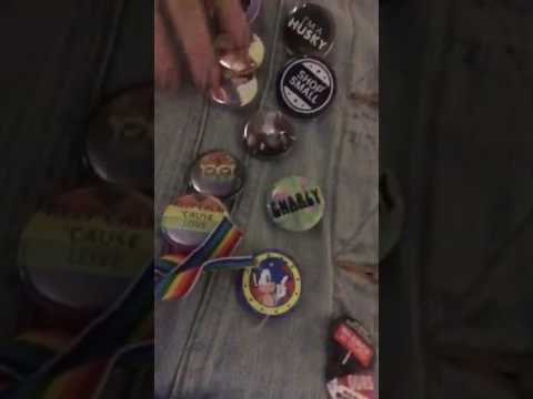 ASMR button/patch jean jacket modeling