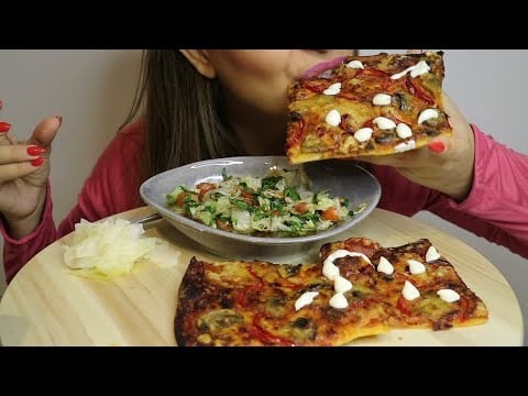 ASMR PIZZA SLICE ITALIAN / SALAD / PICKLED CABBAGE / no talking / CREMA ASMR #asmr #mukbang #pizza