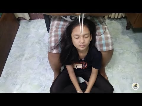 Relaxing Head Massage with Stick (Little Cousin Trying Chopsticks Massage) - ASMR Intense