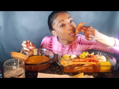 Seafood Boil Mukbang (Snow Crab, Corn, Potatoes, Lobster Tail, and Eggs)