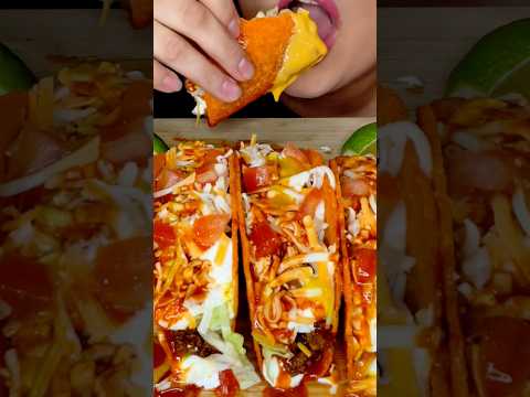 CRUNCHY NACHO CHEESE TACOS #asmr #tacos #cheese #food #eating