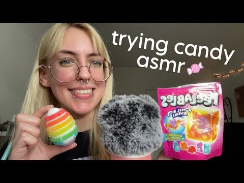 ASMR Trying Candy ~ up close whispers, chewing sounds