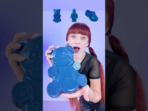 ASMR Dark Blue Giant Jelly Gummy Candy Eating Mukbang  #asmr