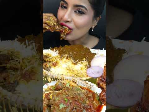 ASMR Eating Spicy Mutton Curry,Whole Chicken Curry,Fish Curry,Fry,Rice Big Bites ASMR Eating Mukbang