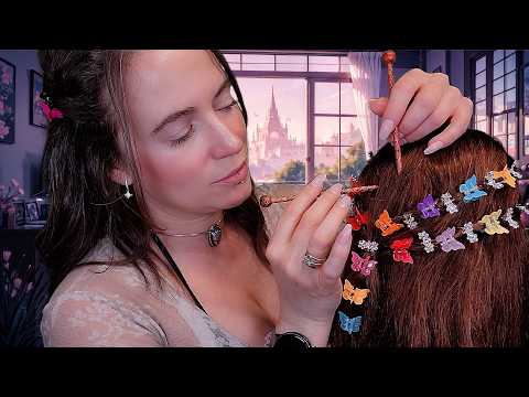 ASMR - Gentle Hair Play - 🦋Clips🦋, Braiding, Parting and Cut for Sleep