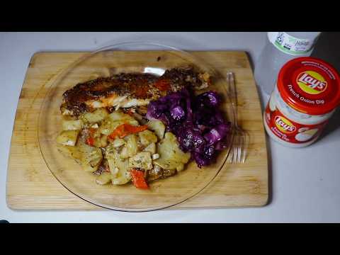 Homemade Fish Dinner With Cabbage And Potatoes ASMR Eating Sounds