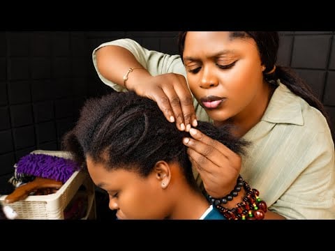 ASMR✨No Talking Hair Braiding, Hair Straightening, Hair Parting, Scalp Scratching | ATTENTIVE