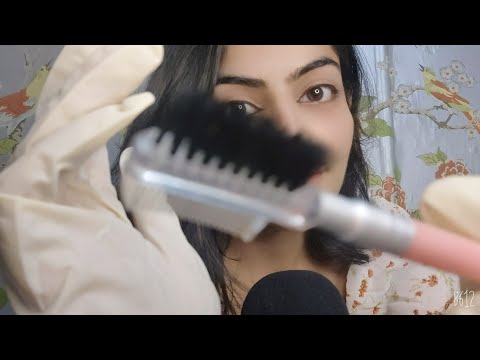 Indian ASMR|Hindi ASMR| eyebrow parlour|Doing your eyebrows, colouring , plucking, threading