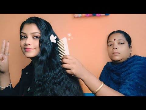 ASMR | My Mom Doing My Hairplay | (Hairbrushing, oil Massage,, Scalped Massage And Hairstyle )😪😪