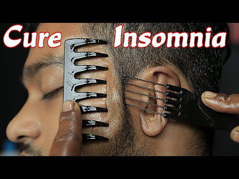 Cure Insomnia By 3d Sound ASMR Comb Massage | Heavy Oil Comb Massage For Insomnia Cure | Neck Crack