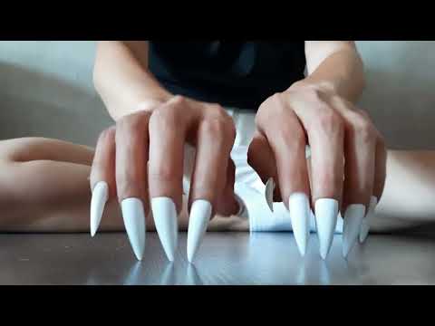 ASMR Tapping Floor Best Long White Nails