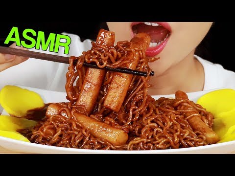 ASMR BLACK BEAN NOODLES+RICE CAKES Jjapagetti Tteokbokki (No Talking) Eating Sounds MUKBANG