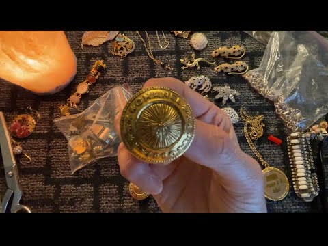 Whispered ASMR ~ Sorting Through Vintage Jewelry ~ Plastic Bag Sounds & iPad Lookups