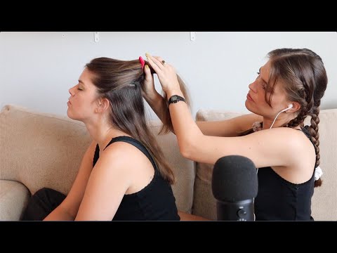 ASMR | Hair play & fun hairstyles with my sister :)