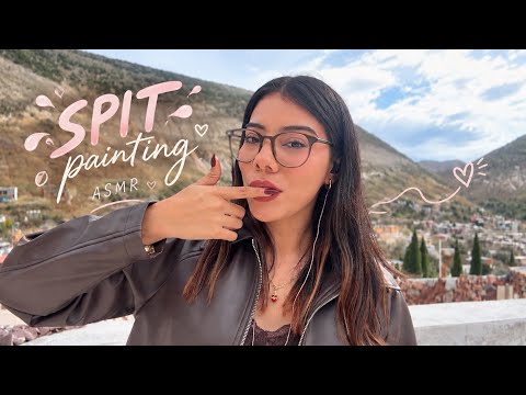 SPIT PAINTING pero… al aire libre 😳🌿 | ASMR mouth sounds 