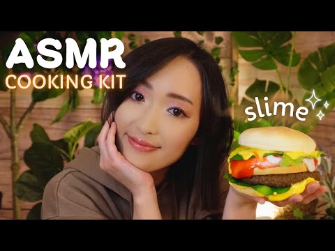 ASMR 🍔 On prépare un hamburger avec... du SLIME 😳(Cooking Kit)👩🏼‍🍳✨