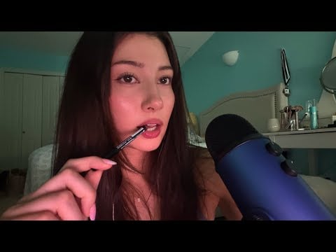 ASMR lip liner nibbling, mouth sounds, hand movements 😴