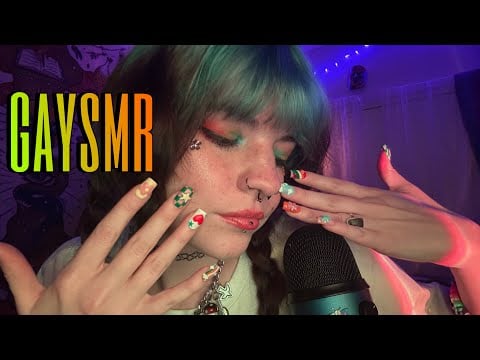 GAY ASMR 🌈 Rainbow Tingles for Pride/Nail Tapping&Scrathing, Mouth Sounds & Visuals
