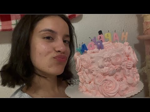 ASMR EATING MY BIRTHDAY CAKE 🎂 TINGLY EATING SOUNDS✨💤