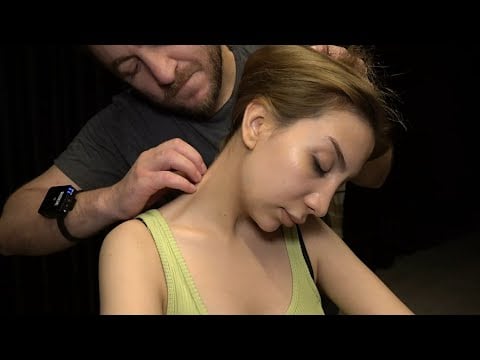 MY MOST SENSITIVE TOUCHES TO THIS LADY'S NECK + CRACKS + face,ear,armpit,back,hip,foot,leg massage