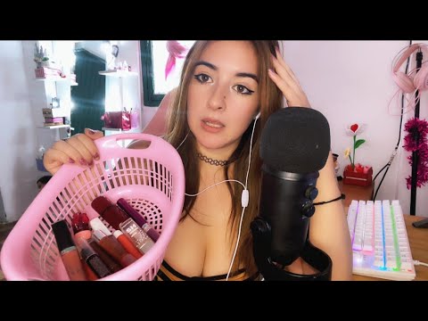 ASMR/PROBANDO LABIALES QUE NO USO 💋susurros/chicle