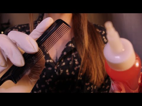ASMR Scalp Check & Treatment ✨ Hair parting, brushing, glove sounds (no talking, layered sounds)