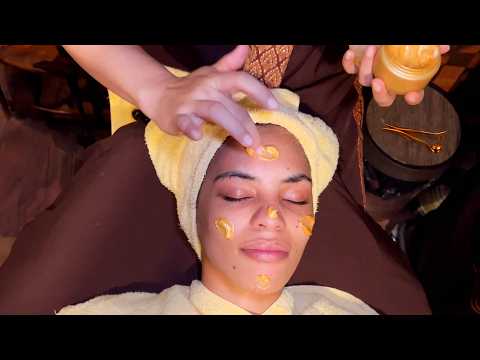 ASMR: Relaxing Thai GOLD FACIAL with FACE and NECK Massage