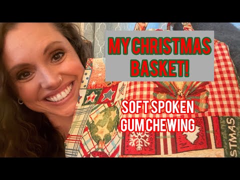 ASMR Gift for Me 🎁 Christmas Basket Haul | Soft Spoken Gum Chewing