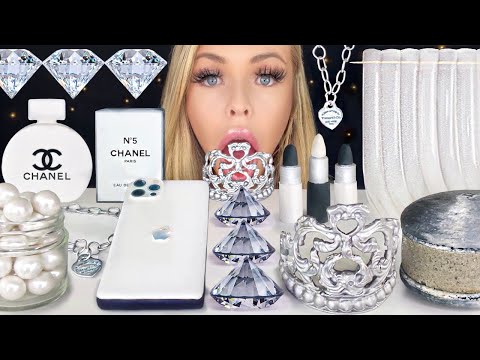 ASMR EDIBLE TIFFANY BRACELET, CHANEL PERFUME, BLACK SESAME COOKIES MUKBANG 먹방 꿀벌