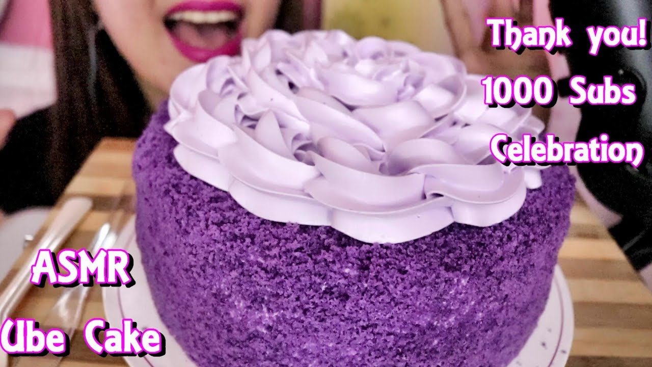 ASMR Ube Cake Eating Sounds No Talking