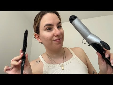 ASMR  Hair Curling, Straightening, Brushing and Styling no talking 