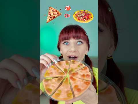 Gummy Pizza or Real Pizza Eating Sounds Challenge #mukbang