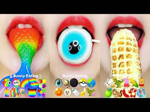 EMOJI FOOD SATISFYING 10 MINUTES EATING SOUND 10분 이모지 먹방 [ASMR LIPS MUKBANG]
