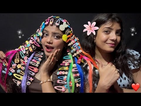 ASMR Hairplay With My Sister | Combing, Scalped Massage,Oiling, Cliping my Hair | 😍