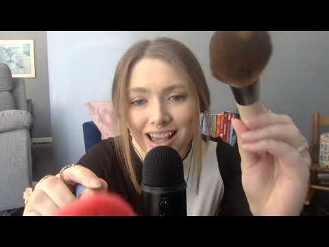 ASMR Mic Brushing (trigger words, face brushing, & hand movements)