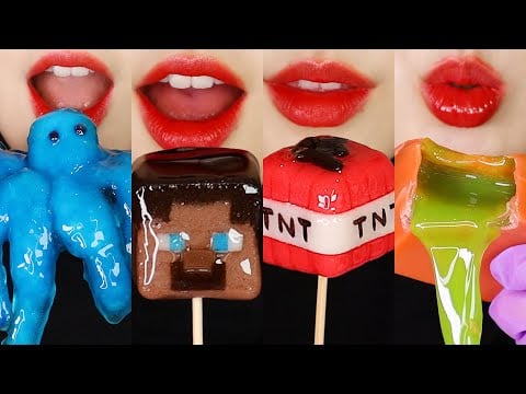 30MINUTES EMOJI EATING ASMR FOR SLEEP, MINECRAFT FOOD, OOZE TUBE CANDY, WAX CANDY MUKBANG ASMR 🍒