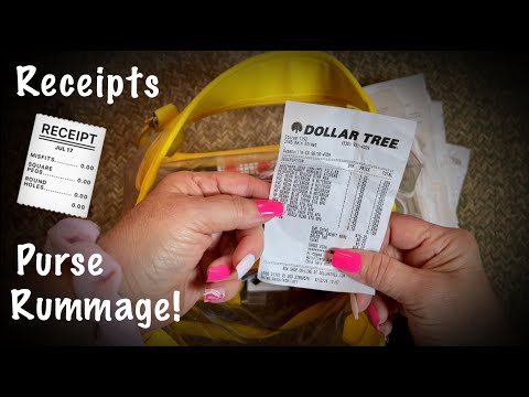 Receipts purse rummage! ASMR (Whispered version) Vinyl purse sounds with crinkly receipts!