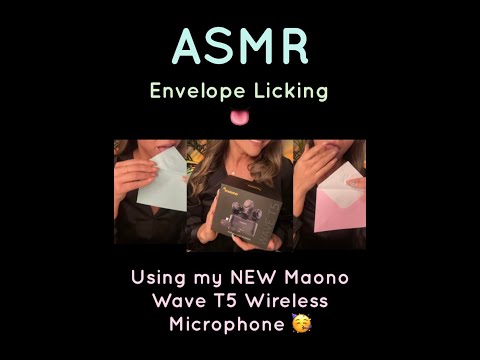 ASMR Envelope Licking 👅 Using my NEW Maono Wave T5 Wireless Microphone